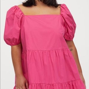 H&M Cerise Hot Pink Puff Sleeve A-Line Dress